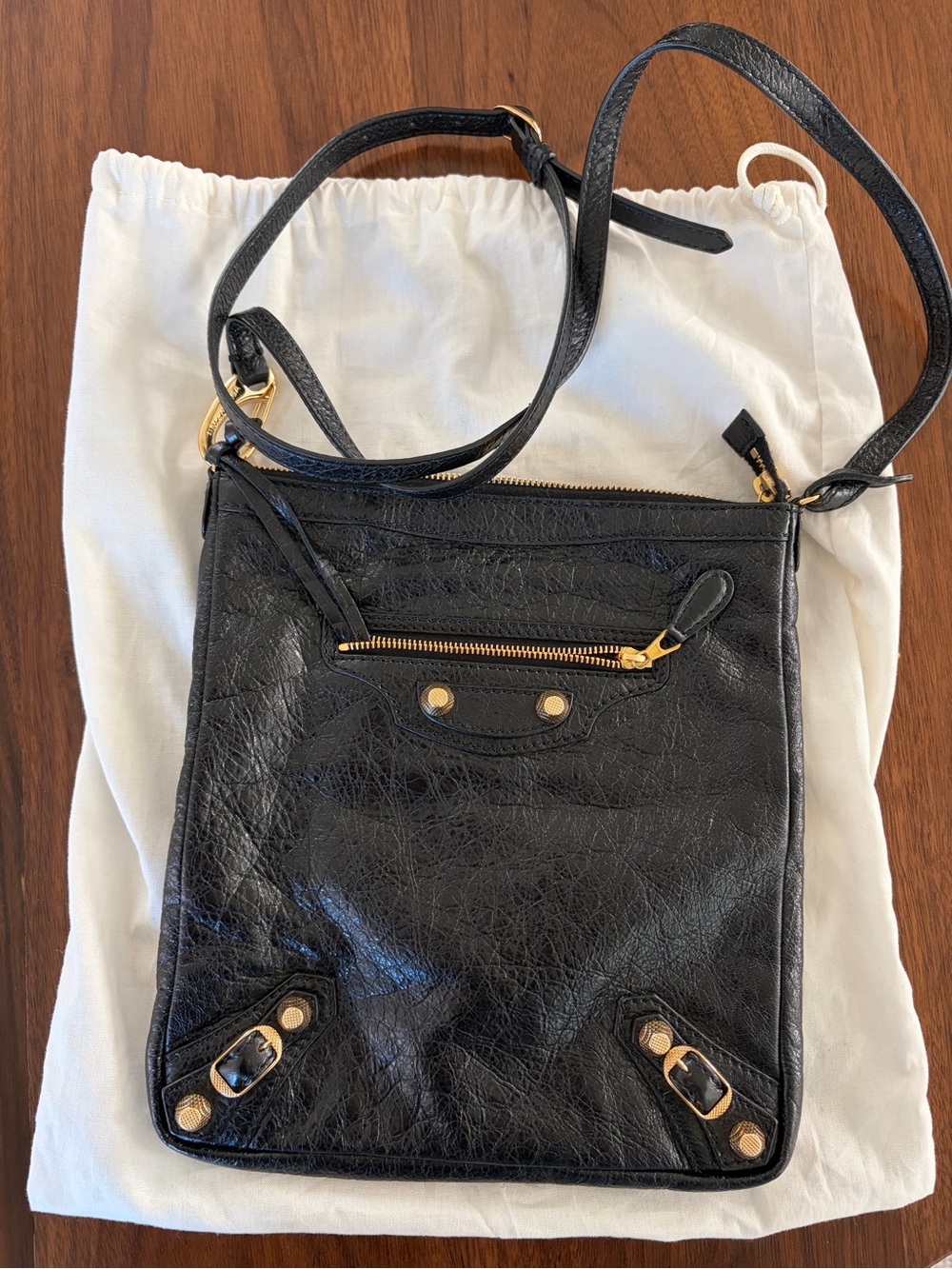 Balenciaga Neo Classic Multipouch Crossbody Black Gold Hardware